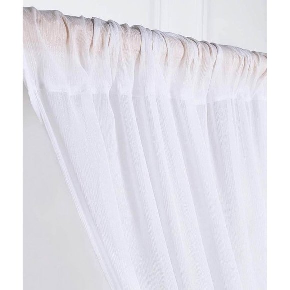 10x10 Feet | Shimmery White Crinkled Chiffon Curtains Wedding Arch Linen Drapes - Picture 3 of 5